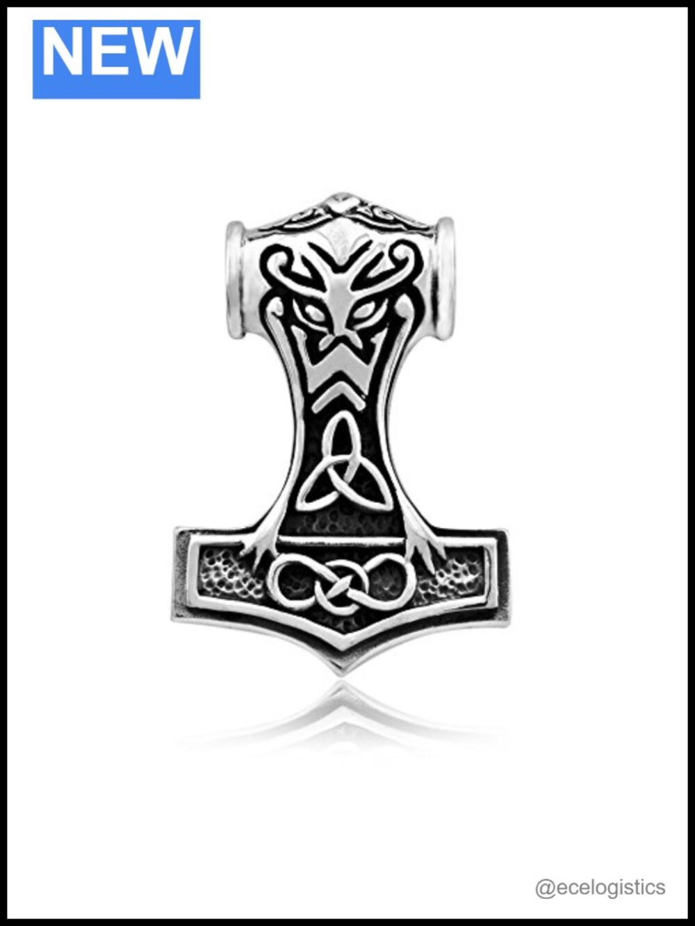 Sterling Silver 925 Trinity Celtic Viking Thor Hammer Mjolnir Pendant